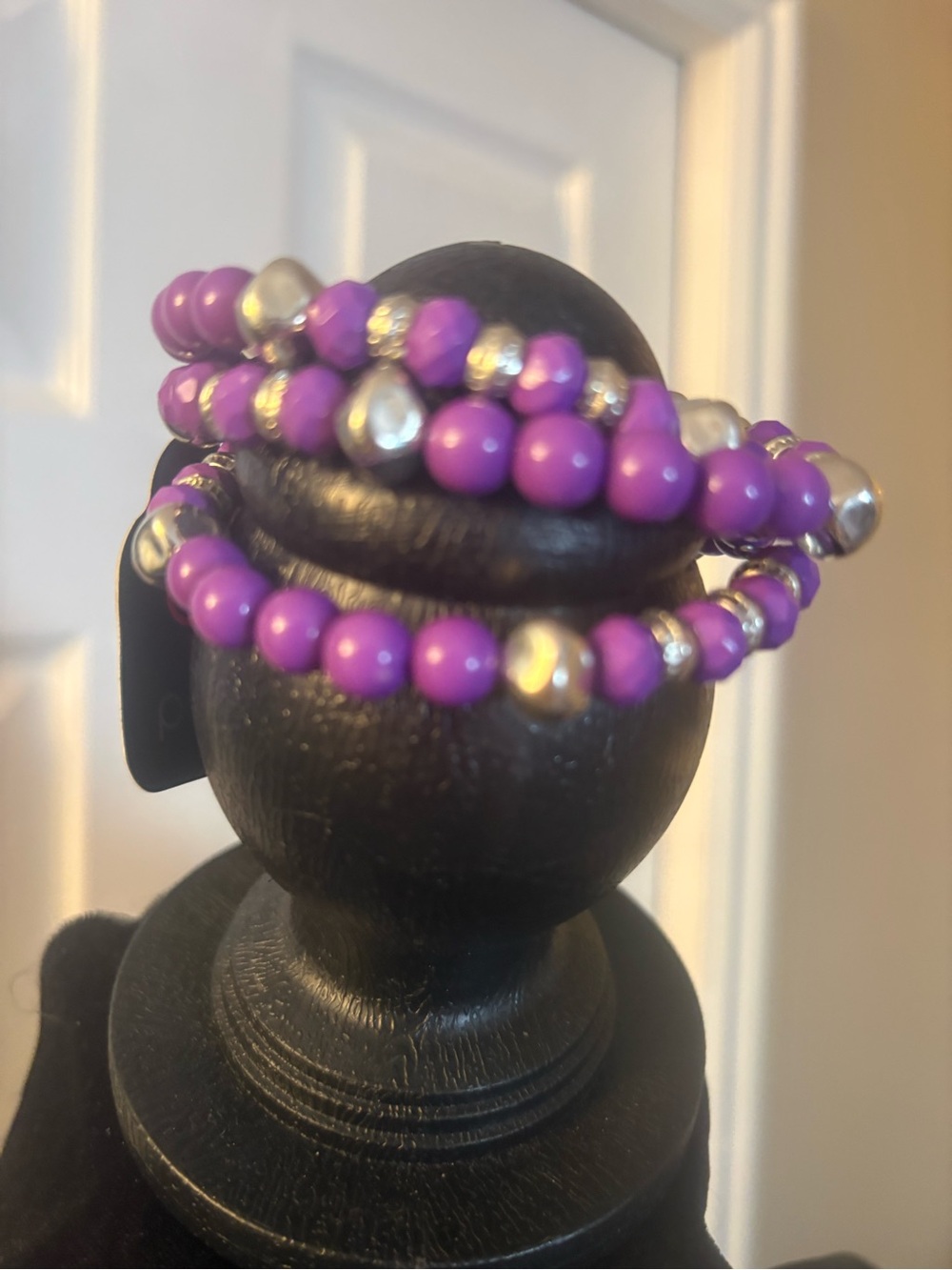 Purple Beaded Stretch Bracelet Set - Women Jewelry